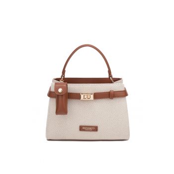 Geanta cu maner - bareta si etui detasabil Elora Nova - Maro cognac/Bej deschis