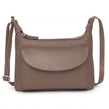 Geanta de dama, Titania GT3890, piele naturala, Dark Taupe