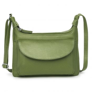 Geanta de dama, Titania GT3893, piele naturala, Verde