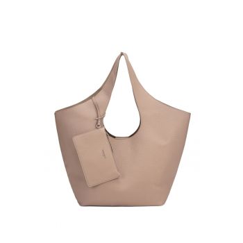 Geanta de piele ecologica cu bareta de umar Céleste Chic - Maro camel