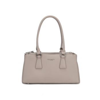 Geanta de piele ecologica cu bareta de umar Elora Plus - Maro taupe deschis
