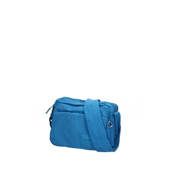 Geanta din material textil cu bareta de umar si buzunare multiple Seraphina Plus - Albastru inchis