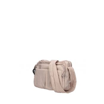 Geanta din material textil cu bareta de umar si buzunare multiple Seraphina Plus - Gri deschis