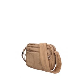 Geanta din material textil cu bareta de umar si buzunare multiple Seraphina Plus - Kaki