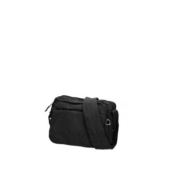 Geanta din material textil cu bareta de umar si buzunare multiple Seraphina Plus - Negru