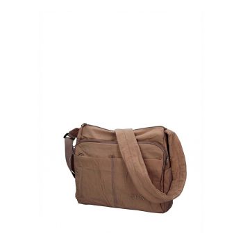 Geanta din textil cu bareta ajustabila de umar Novara Chic - Maro deschis
