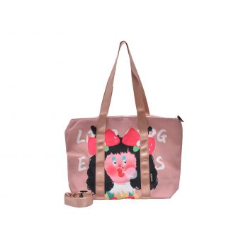 Geanta FLAVIA PASSINI roz, N190, din material textil
