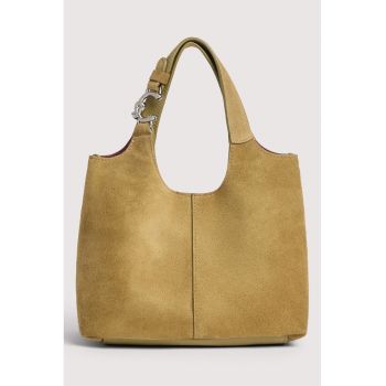 Geanta hobo de piele intoarsa C-Easy - Maro deschis