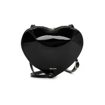 Geanta in forma de inima cu bareta de umar - Negru