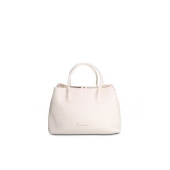 Geanta shopper de piele ecologica Elora Elite - Alb