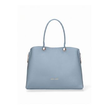 Geanta shopper din piele ecologica Silvana - Albastru stins