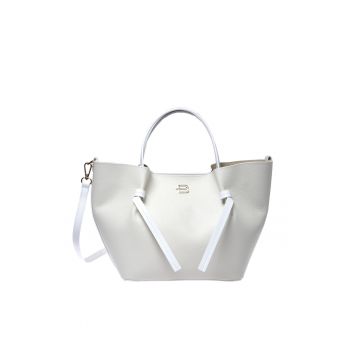 Geanta shopper din piele naturala - Alb - Universal