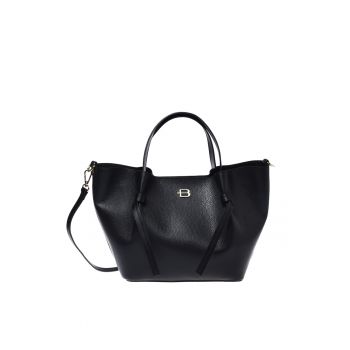 Geanta shopper din piele naturala - Negru - Universal