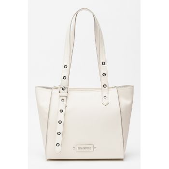 Geanta tote de piele - Alb murdar