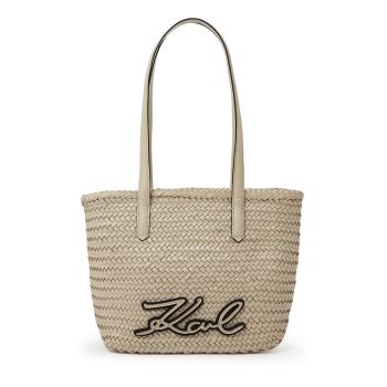 Geanta tote de piele cu design tesut