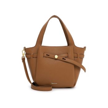 Geanta tote de piele ecologica cu bareta detasabila - Caramel