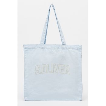 Geanta tote din material textil cu logo - Albastru deschis