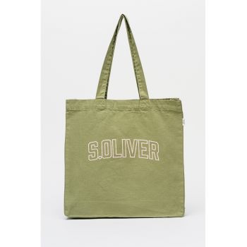 Geanta tote din material textil cu logo - Kaki