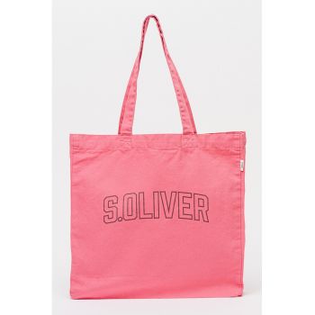 Geanta tote din material textil cu logo - Roz