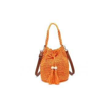 Palarie bucket de paie cu aspect tesut Liviana Lux - Galben