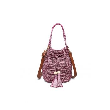 Palarie bucket de paie cu aspect tesut Liviana Lux - Violet pruna