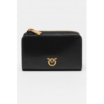 Portofel cu fermoar si logo metalic - Black Onyx