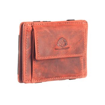 Portofel dama piele naturala 10.5 x 7.5 x 1.5 cm - Vintage RFID - - Caramiziu
