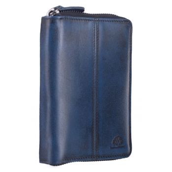 Portofel dama piele naturala 10 x - Destressed - wqdwqfwq - Bleumarin