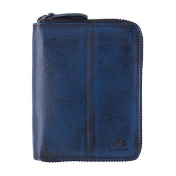Portofel dama piele naturala 10 x - Destressed - wqdwqfwq - Bleumarin