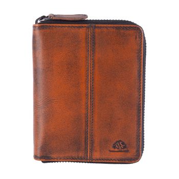 Portofel dama piele naturala 10 x - Destressed - wqdwqfwq - Coniac