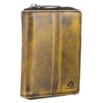 Portofel dama piele naturala 10 x - Destressed - wqdwqfwq - Galben