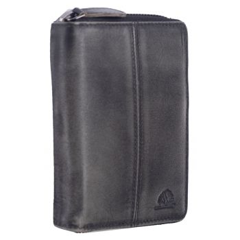 Portofel dama piele naturala 10 x - Destressed - wqdwqfwq - Gri