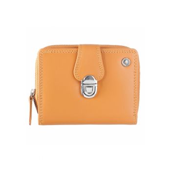 Portofel dama piele naturala 9 x 11 x 3.5 cm - Spongy Nappa - - Galben