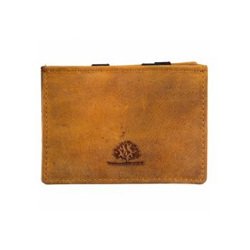 Portofel dama piele naturala bej 10.5 x 7.5 x 2.5 cm - VINTAGE RFID -