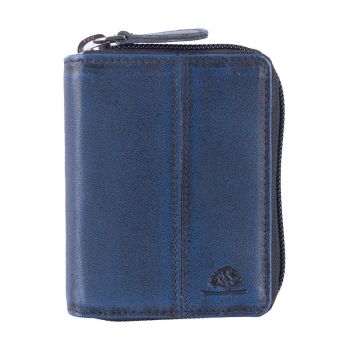 Portofel dama piele naturala bleumarin 8 x 10 cm - Destressed -