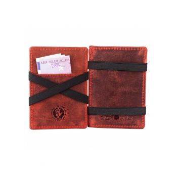 Portofel dama piele naturala caramiziu 10.5 x 7.5 x 2.5 cm - VINTAGE RFID -
