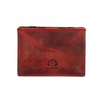 Portofel dama piele naturala caramiziu 10.5 x 7.5 x 2.5 cm - VINTAGE RFID -