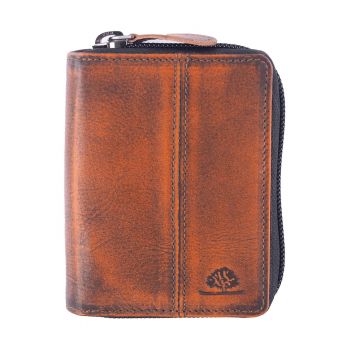 Portofel dama piele naturala coniac 8 x 10 cm - Destressed -