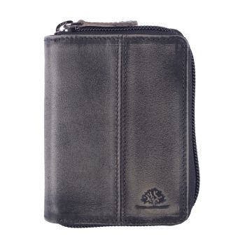 Portofel dama piele naturala gri 8 x 10 cm - Destressed -