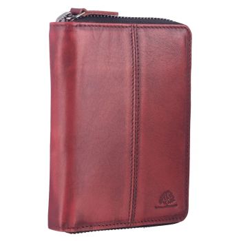 Portofel dama piele naturala rosu 8 x 10 cm - Destressed -