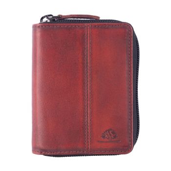 Portofel dama piele naturala rosu 8 x 10 cm - Destressed -