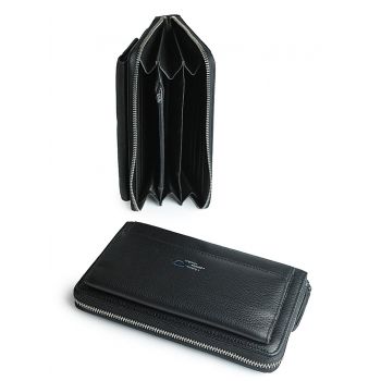 Portofel pentru barbati, 6600-A, piele naturala, Negru