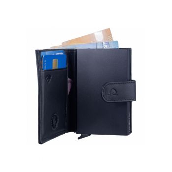 Portofel unisex piele naturala negru 8 x 10 cm - Royal Nappa -