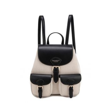 Rucsac cu clapa si 2 buzunare frontale Arcane Elite - Negru/Bej