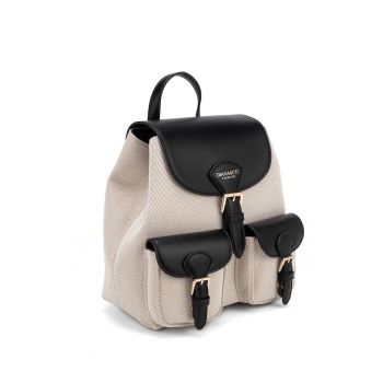 Rucsac cu clapa si 2 buzunare frontale Arcane Elite - Negru/Bej