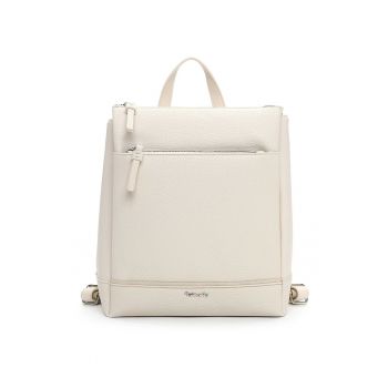 Rucsac de piele ecologica cu buzunare cu fermoar - Bej deschis