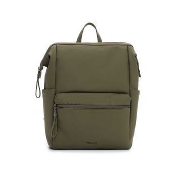 Rucsac de piele ecologica cu buzunare laterale - Kaki