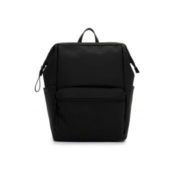 Rucsac de piele ecologica cu buzunare laterale - Negru
