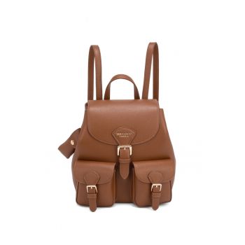 Rucsac de piele ecologica Oriana - Maro cognac