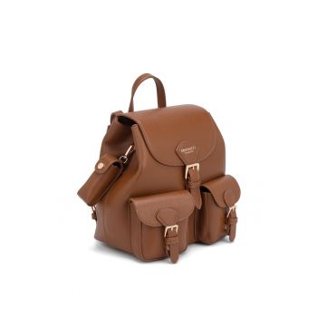 Rucsac de piele ecologica Oriana - Maro cognac